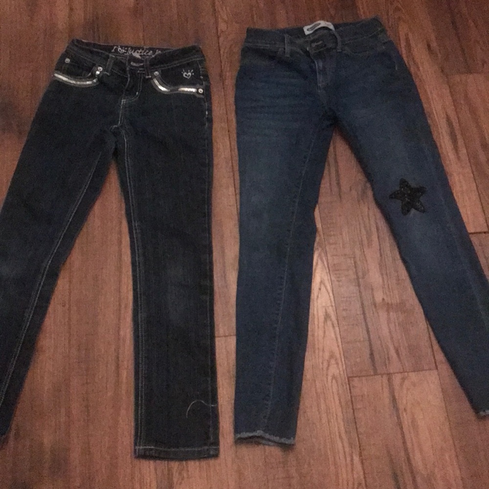 Justice and Old Navy Rockstar jeans.